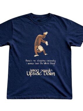 Gildan Navy Short-Sleeve Tee with Playful Monkey Graphic